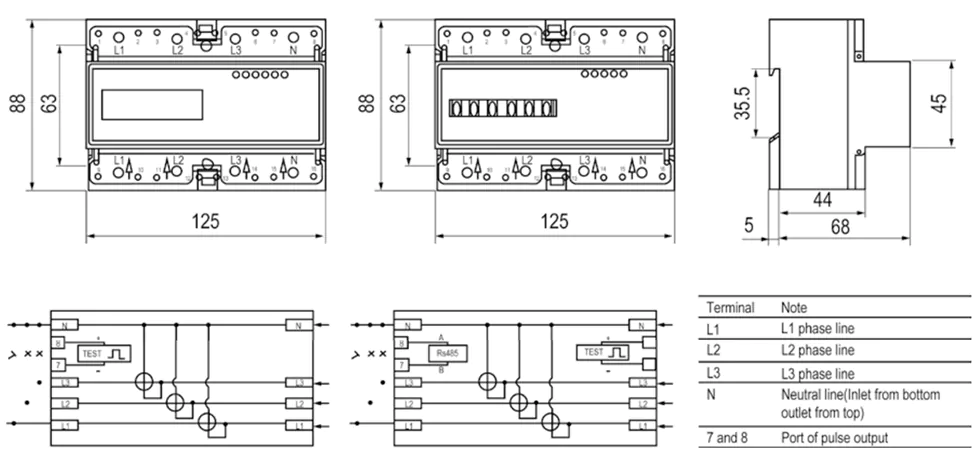 CT Operated DIN Rail Energy Meter